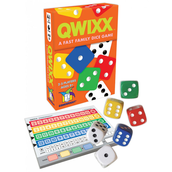Gamewright Qwixx - A Frantic Dice Rolling Game That Everyone Plays At Once! For 2-5 Players Ages 8+
