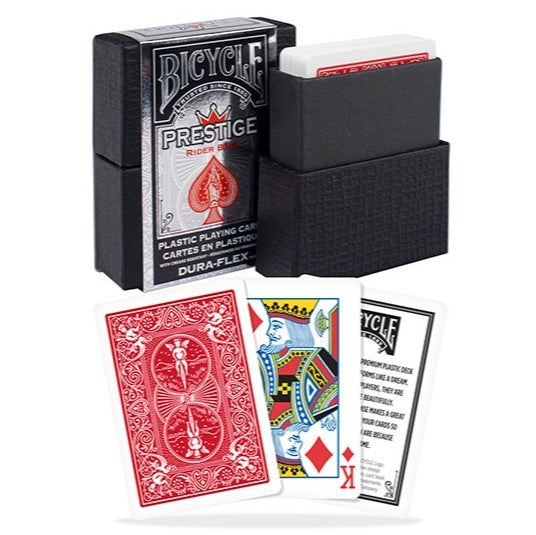 Bicycle Prestige Rider Back Plastic Dura-Flex Playing Cards, Poker Size Standard Index, Red