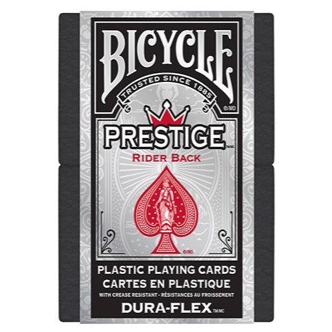 Bicycle Prestige Rider Back Plastic Dura-Flex Playing Cards, Poker Size Standard Index, Red