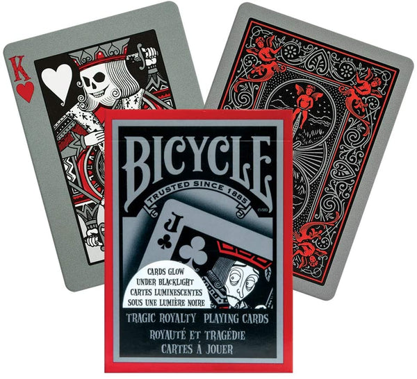 Bicycle Tragic Royalty Playing Cards, Glow in the Dark Under Blacklight, Black/Red